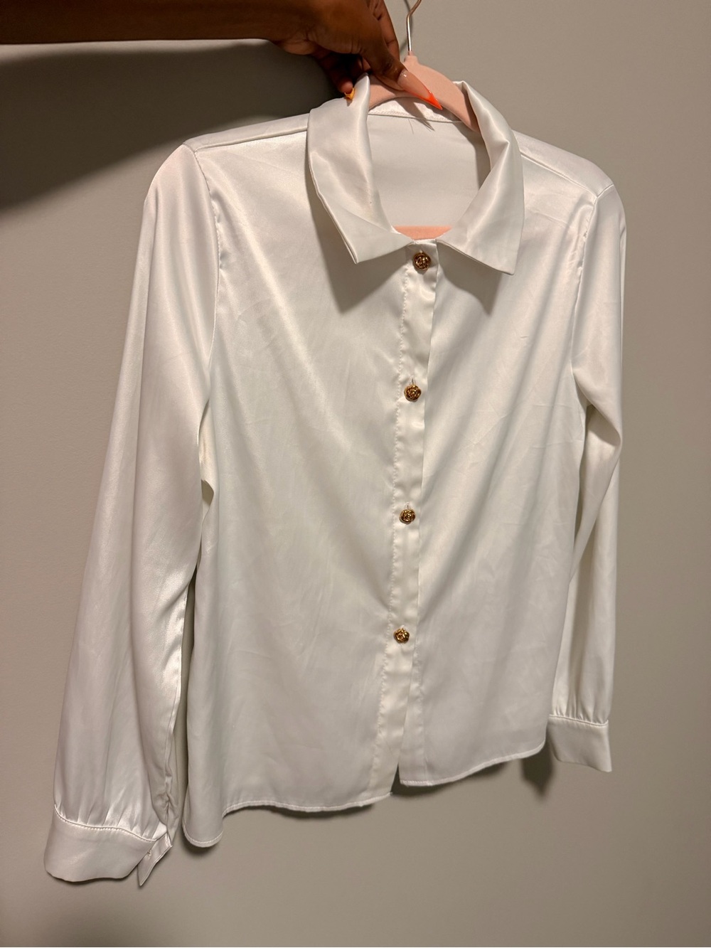 Classic White Button-Down Long Sleeve Blouse